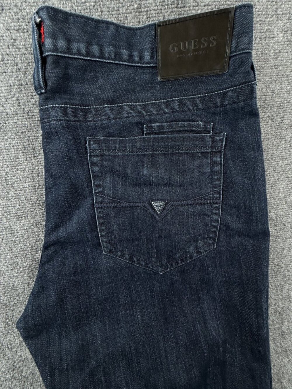 Guess Jeans Men Halsted Fit Medium Rise Tapered Slim Dark Wash Denim VTG 40x31.5